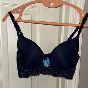 Aerie Emma 32D Elegant Navy Blue Lace Bra